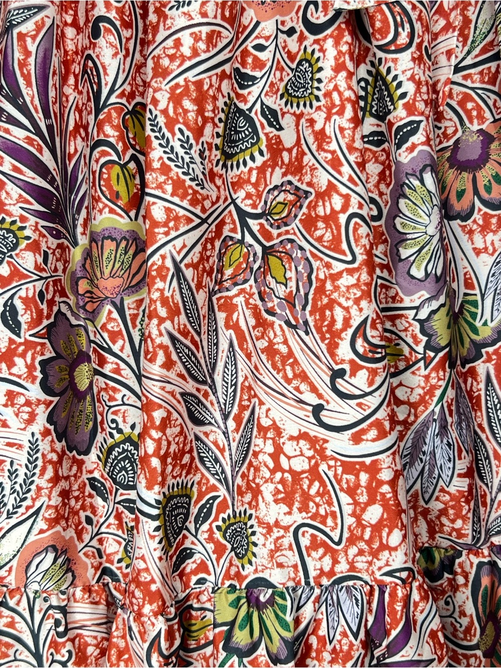 Rachel Zoe Floral Maxi Skirt Silk Feel Tiered Hem Design and Side Tie Sz Small - Picture 5 of 9